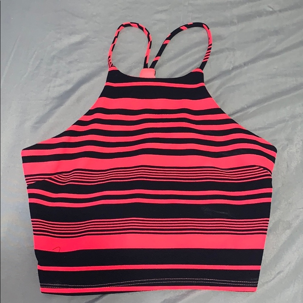 Pink and navy blue crop top